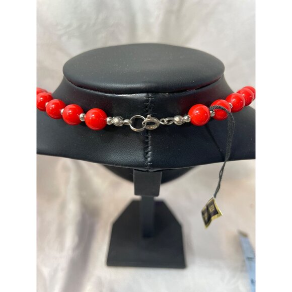 Vintage Genuine Lucite Lipstick Red Beaded Necklace Made In Hong Kong 24 " - Picture 5 of 5